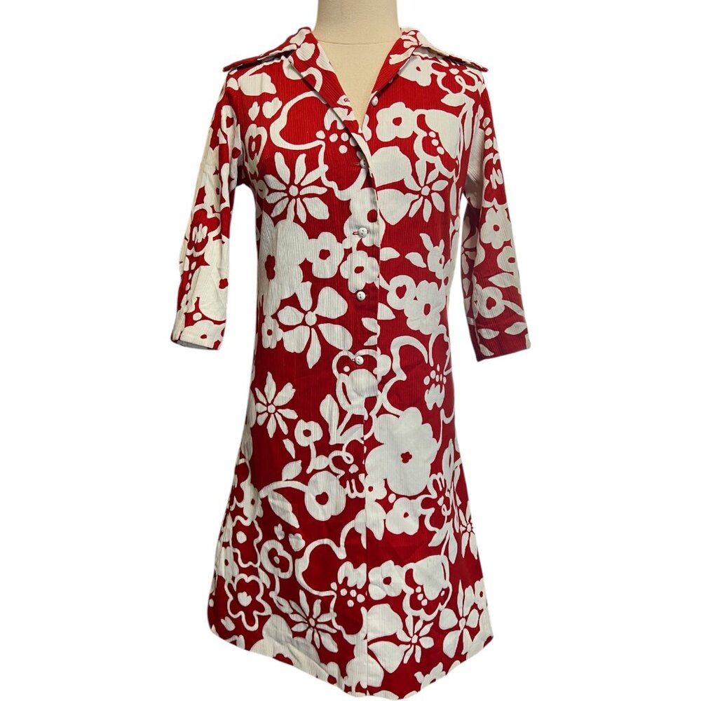Vintage red and white floral dress